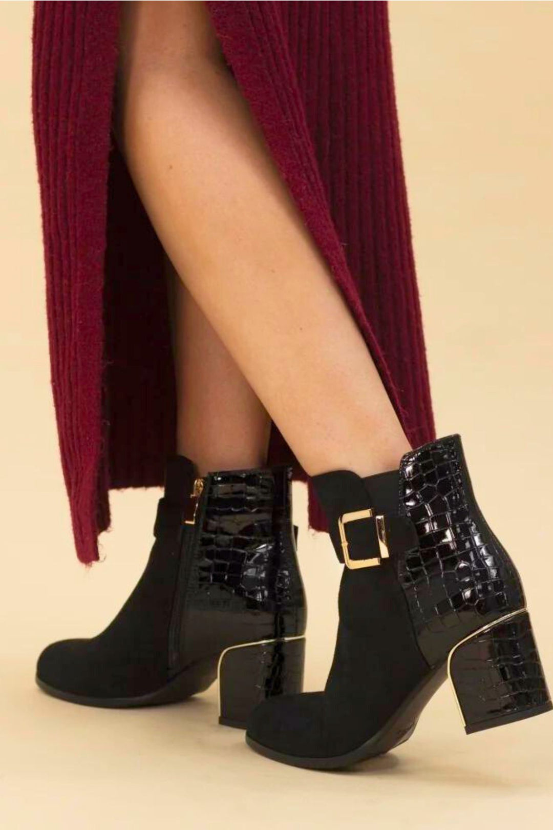 Lunar GLC824 Black Tawny Low Heel Ankle Boot