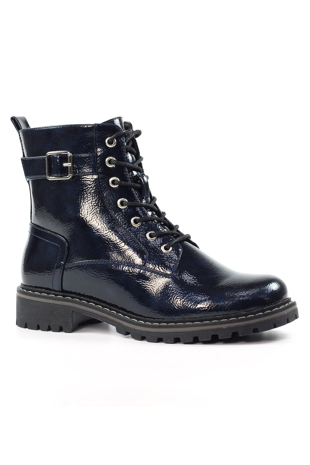 Lunar GLW030 Navy Patent Parlour Ankle Boot - Experience Boutique