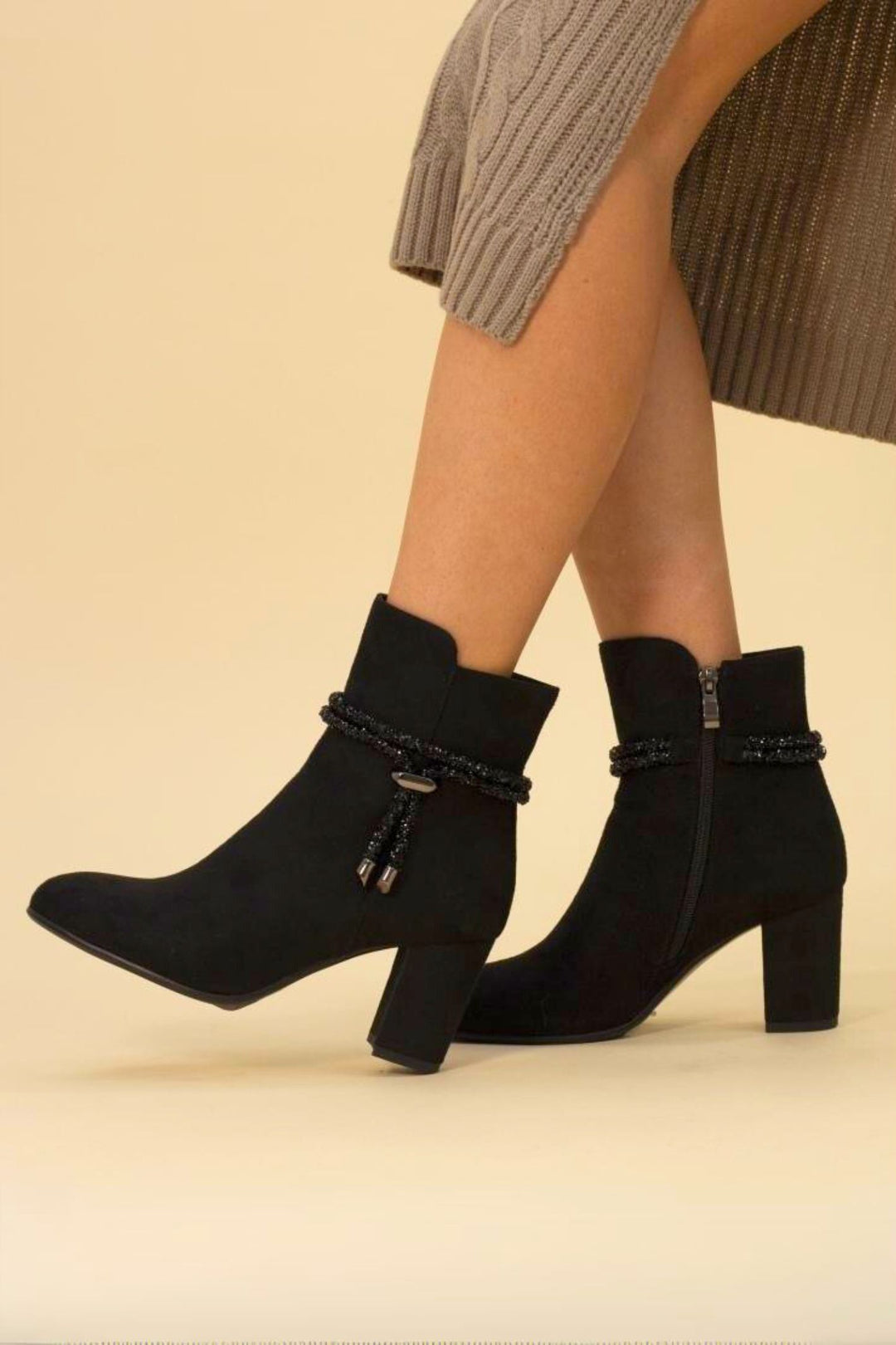 Lunar GLX001 Black Fonda Faux Suede Ankle Boot