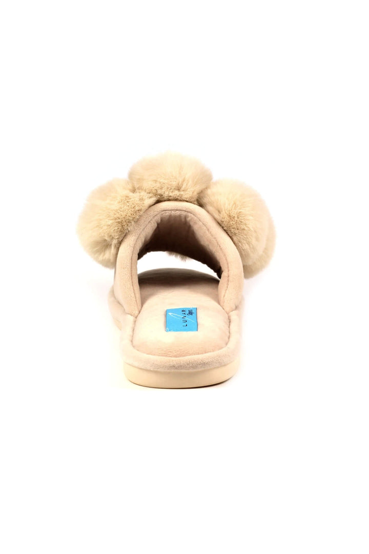 Lunar KLB031 Beige Octavia 2 Faux Fur Slippers - Experience Boutique