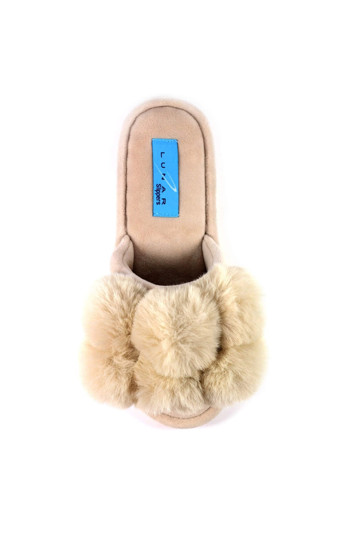 Lunar KLB031 Beige Octavia 2 Faux Fur Slippers - Experience Boutique