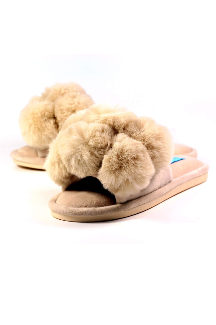 Lunar KLB031 Beige Octavia 2 Faux Fur Slippers - Experience Boutique