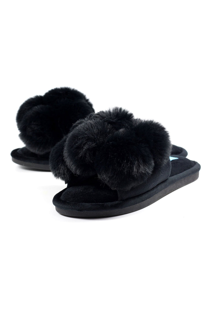 Lunar KLB031 Black Octavia 2 Faux Fur Slippers