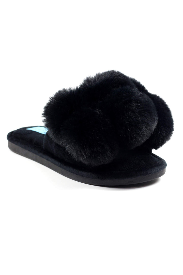 Lunar KLB031 Black Octavia 2 Faux Fur Slippers - Experience Boutique