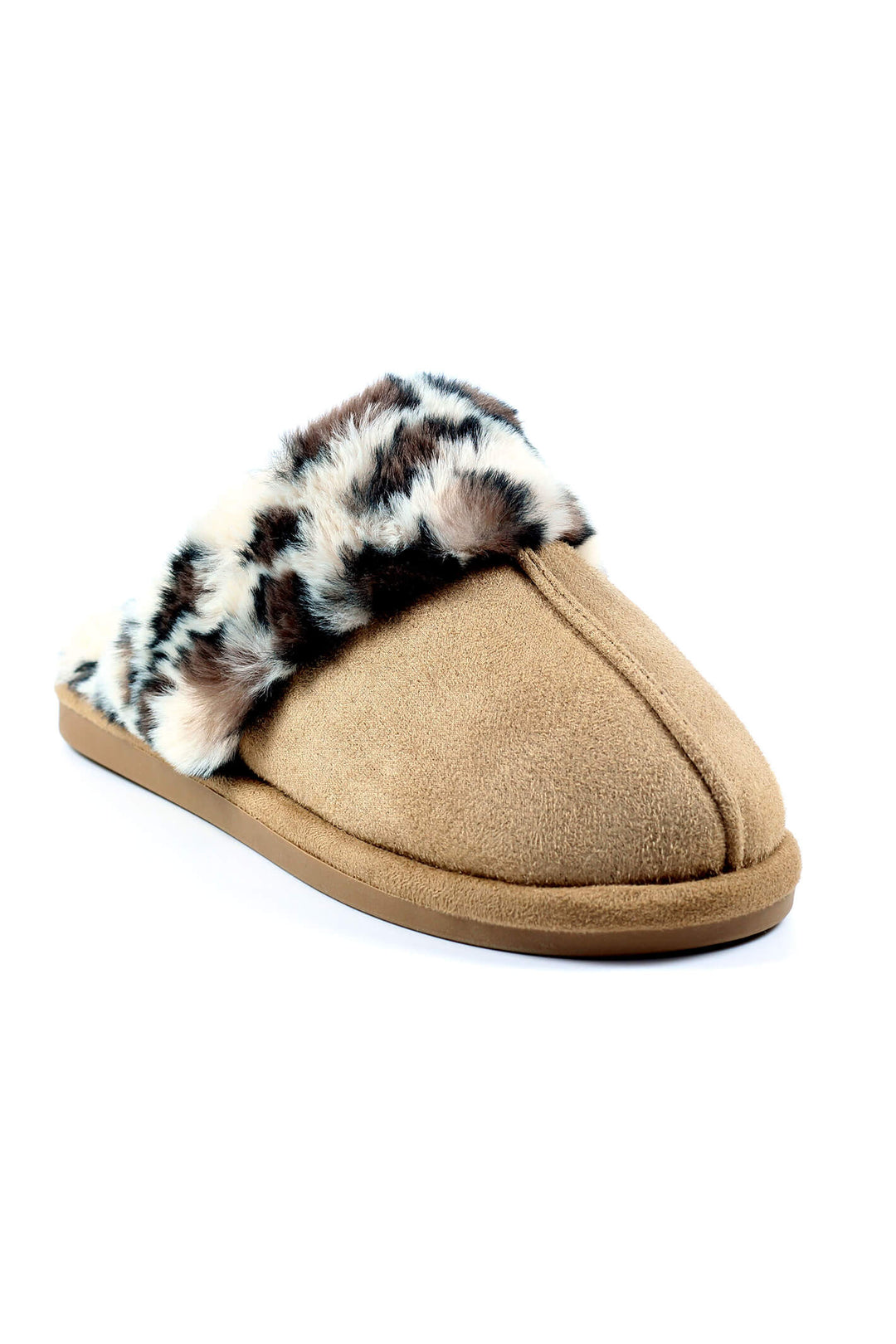 Lunar KLB034 Beige Leopard Print Faux Fur Slippers - Experience Boutique