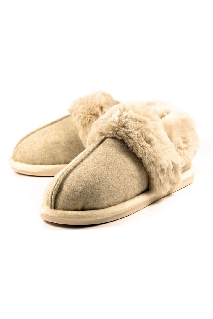 Lunar KLB039 Ember Beige Faux Fur Slippers