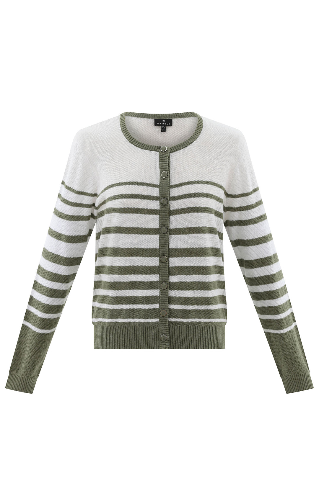 Marble Cardigan Olive Green Stripe 7885 123 - Experience Boutique