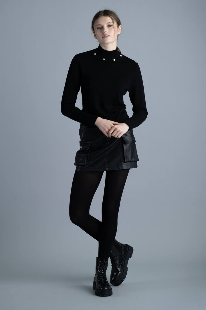 Marble Fashion 6316 101 Black Polo Neck Jumper