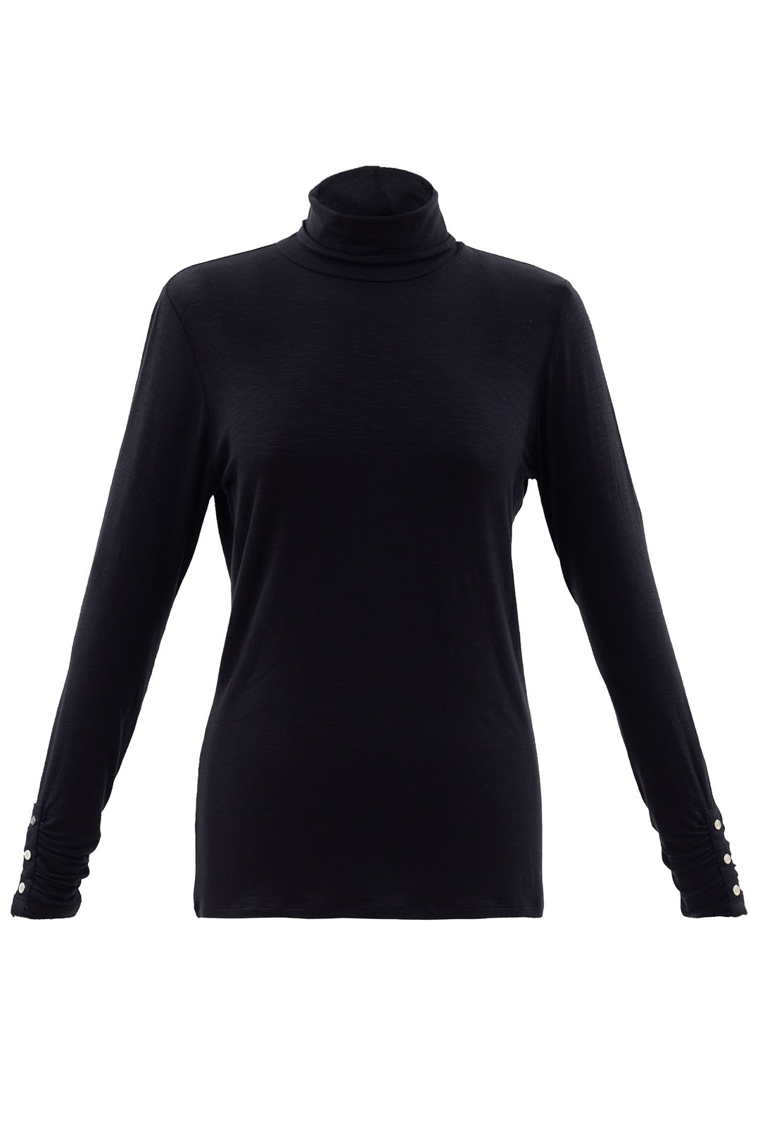 Marble Fashions 6400 Black Jersey Polo Neck Top