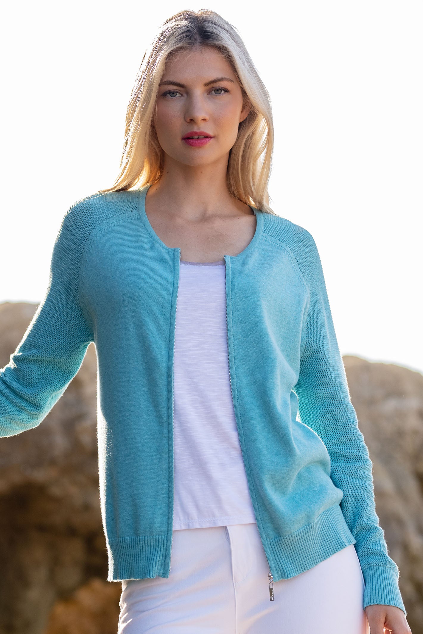 Aqua blue cardigan sale