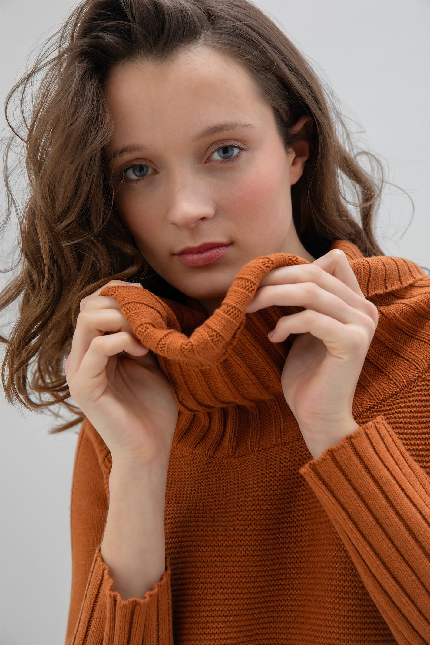 Orange cowl neck sweater hotsell