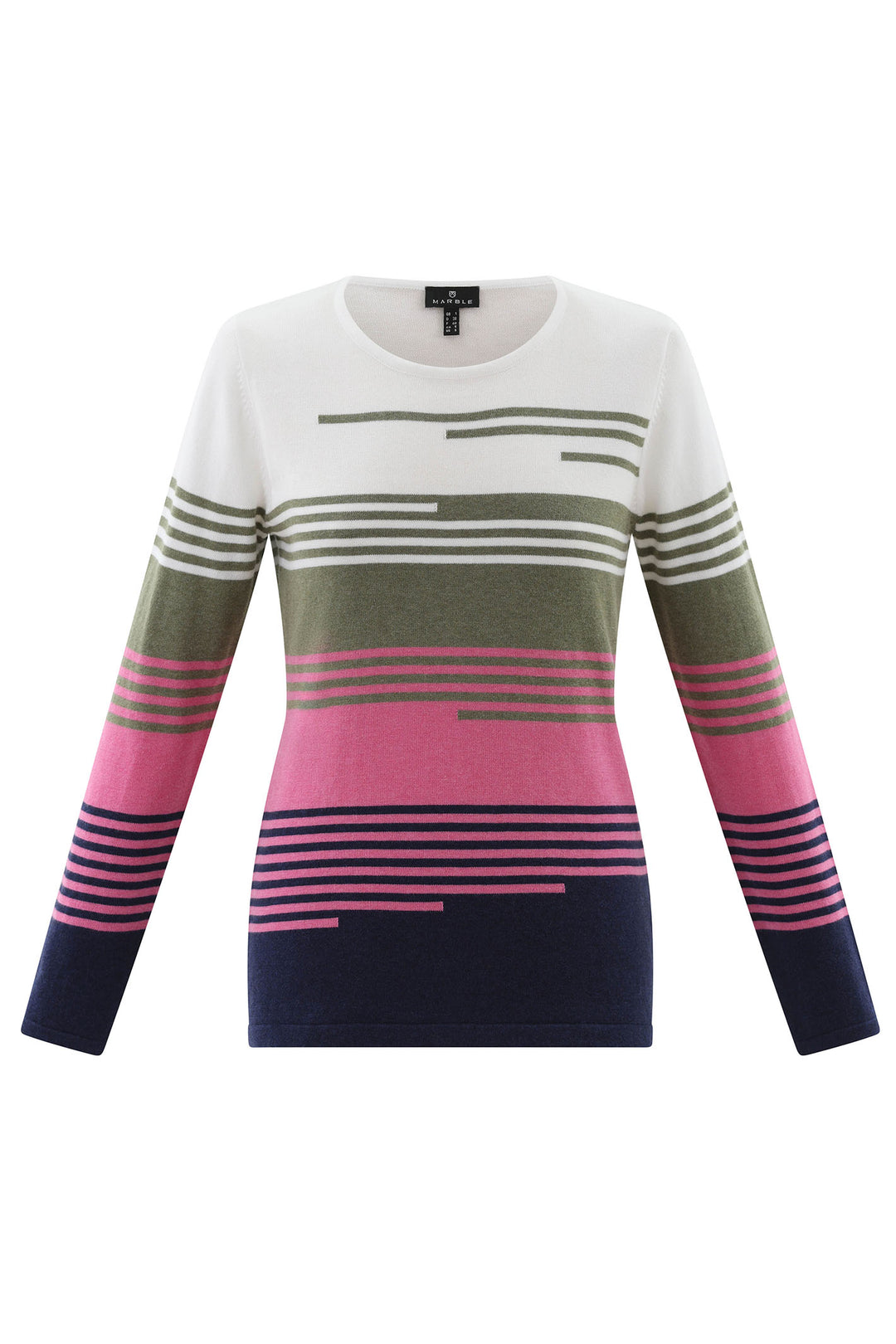 Marble Top Pink Multi Striped Long Sleeve 7894 123 - Experience Boutique