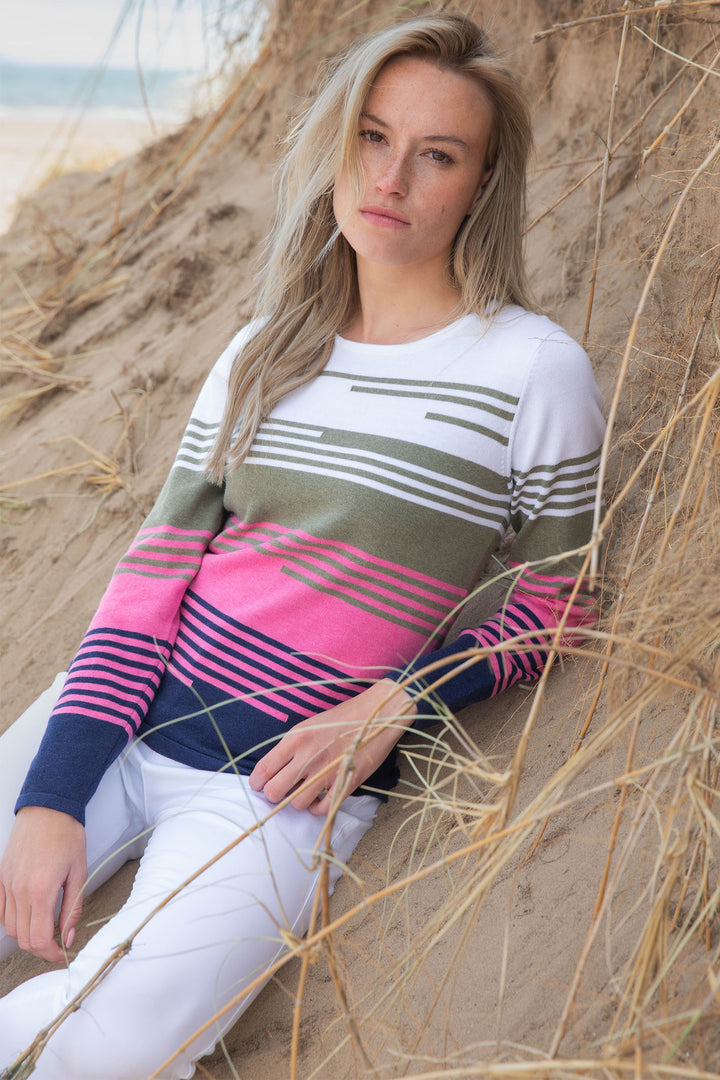 Marble Top Pink Multi Striped Long Sleeve 7894 123 - Experience Boutique