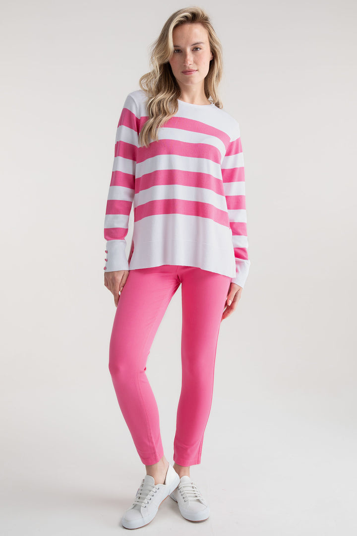 Marble Top Striped Long Sleeve Pink Knitted 7807 194 - Experience Boutique