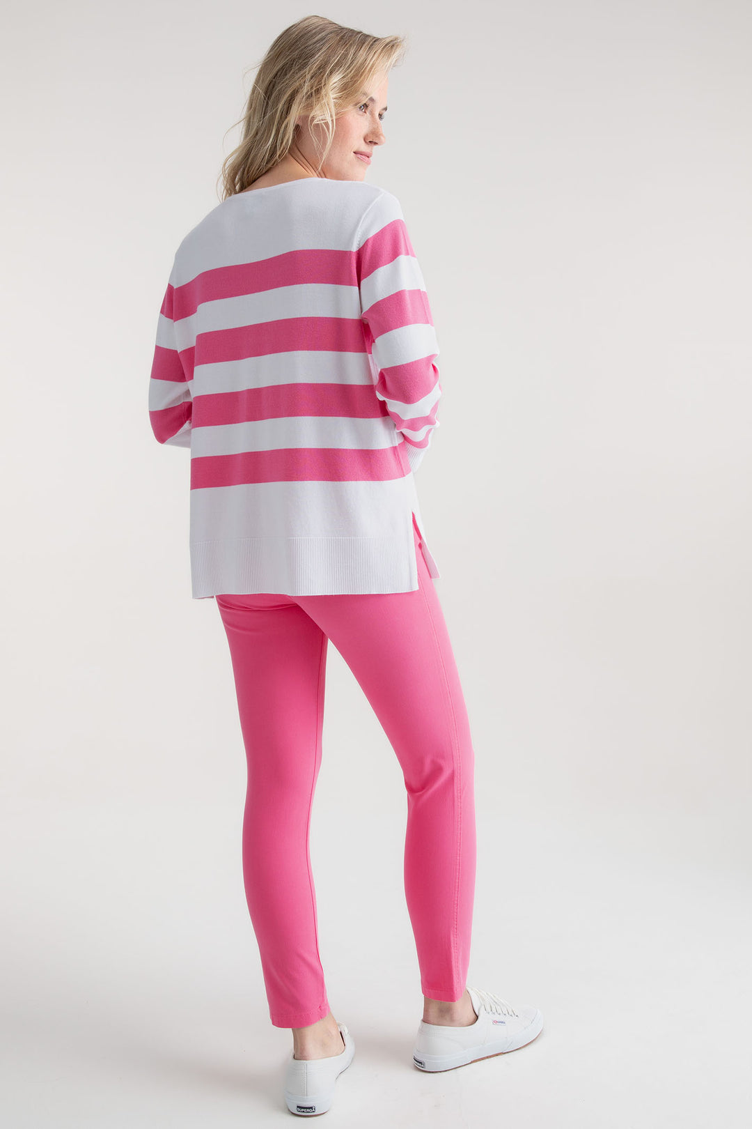 Marble Top Striped Long Sleeve Pink Knitted 7807 194 - Experience Boutique