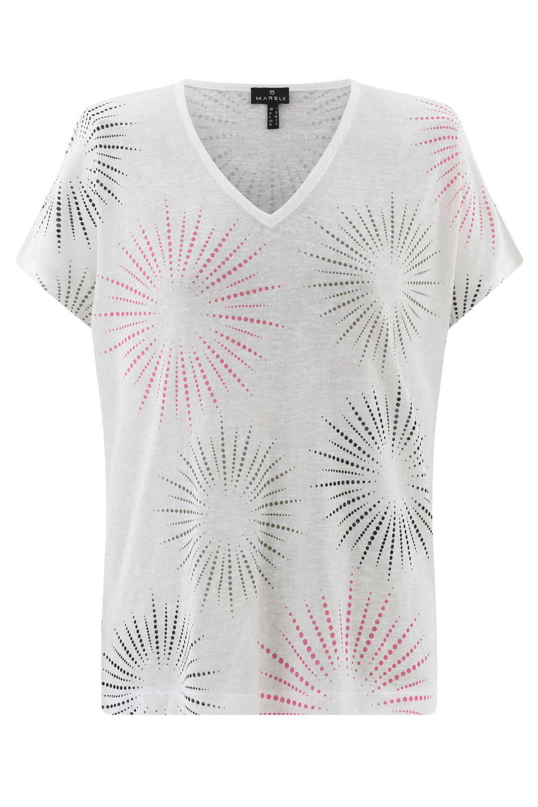 Marble Top V-Neck Pink Starburst Print 7848 194 - Experience Boutique