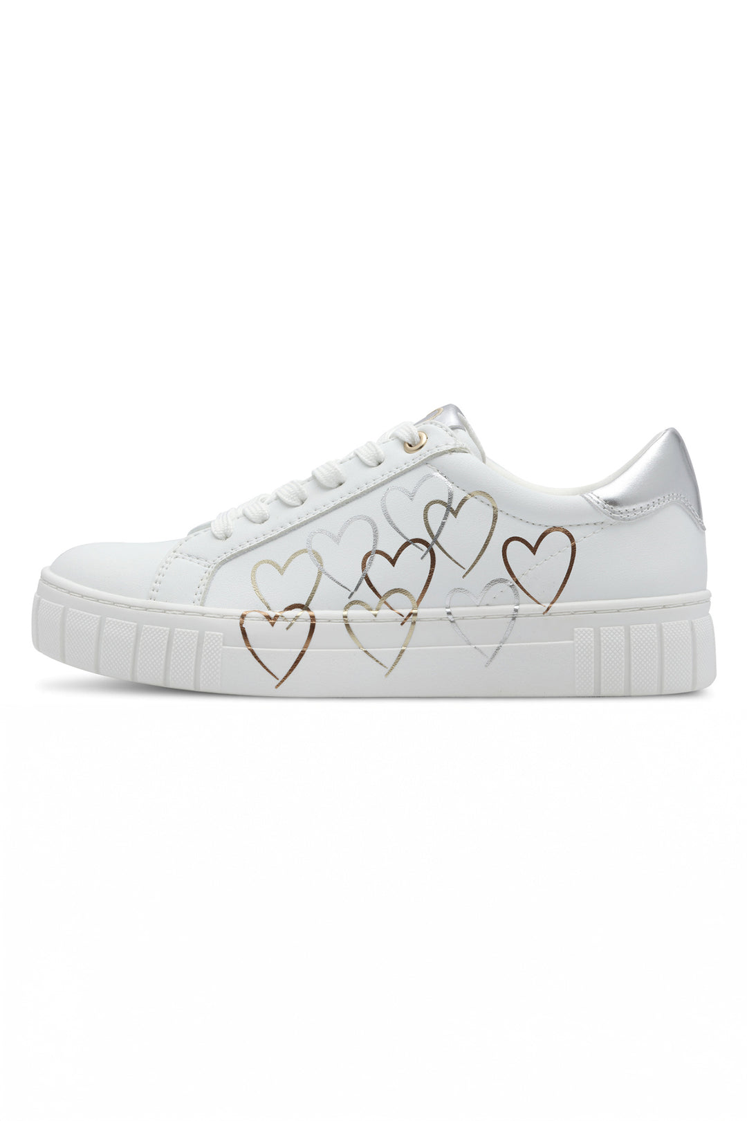 Marco Tozzi White Gold Heart Vegan Trainer 23711 - Experience Boutique