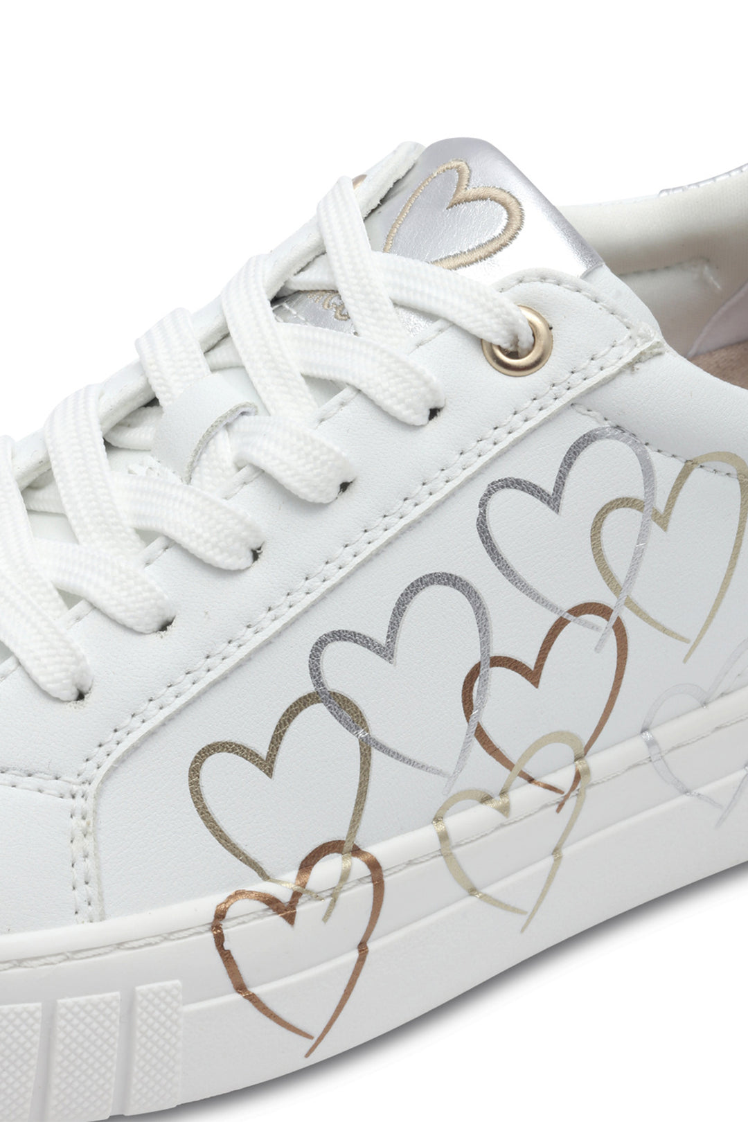 Marco Tozzi White Gold Heart Vegan Trainer 23711 - Experience Boutique