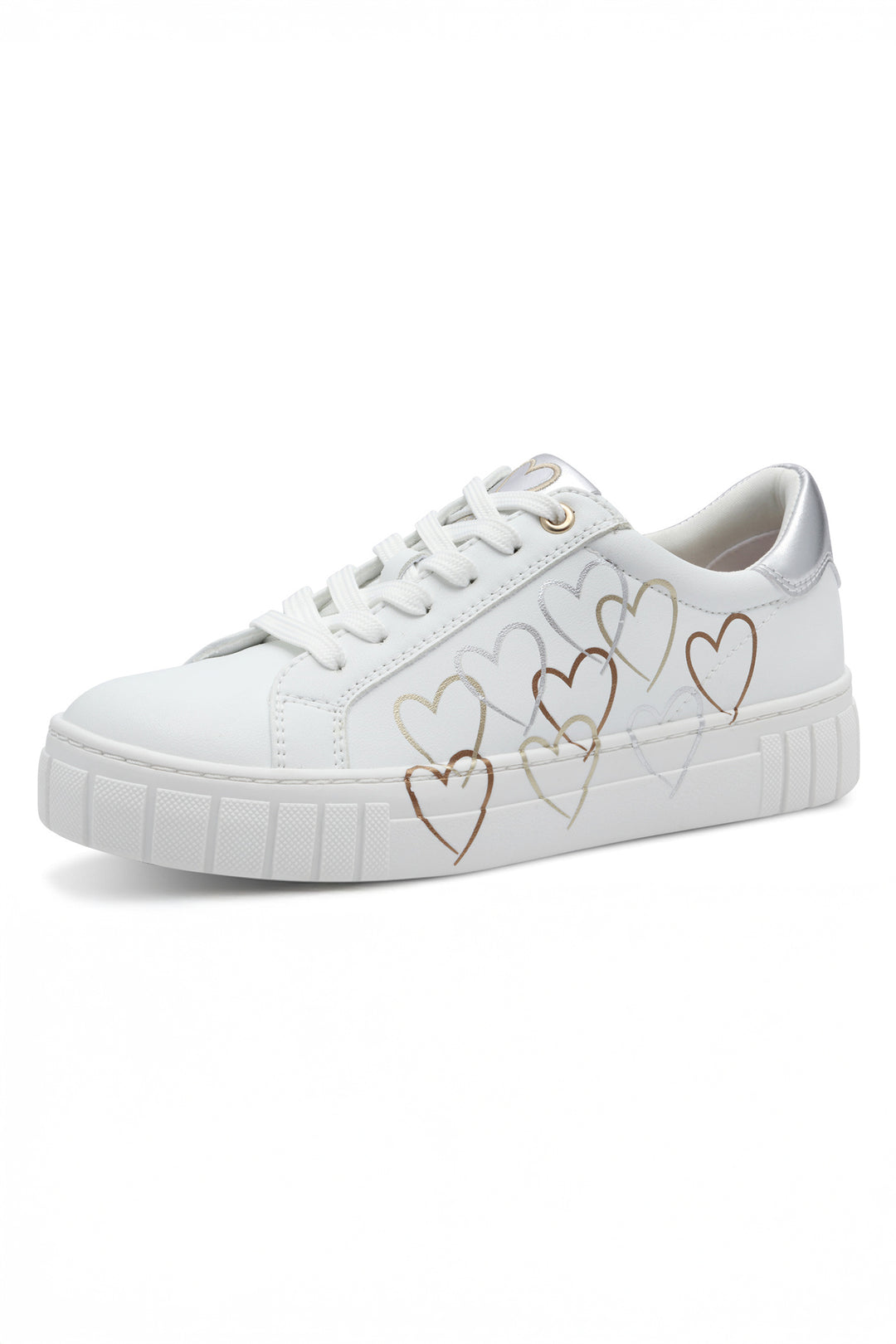 Marco Tozzi White Gold Heart Vegan Trainer 23711 - Experience Boutique