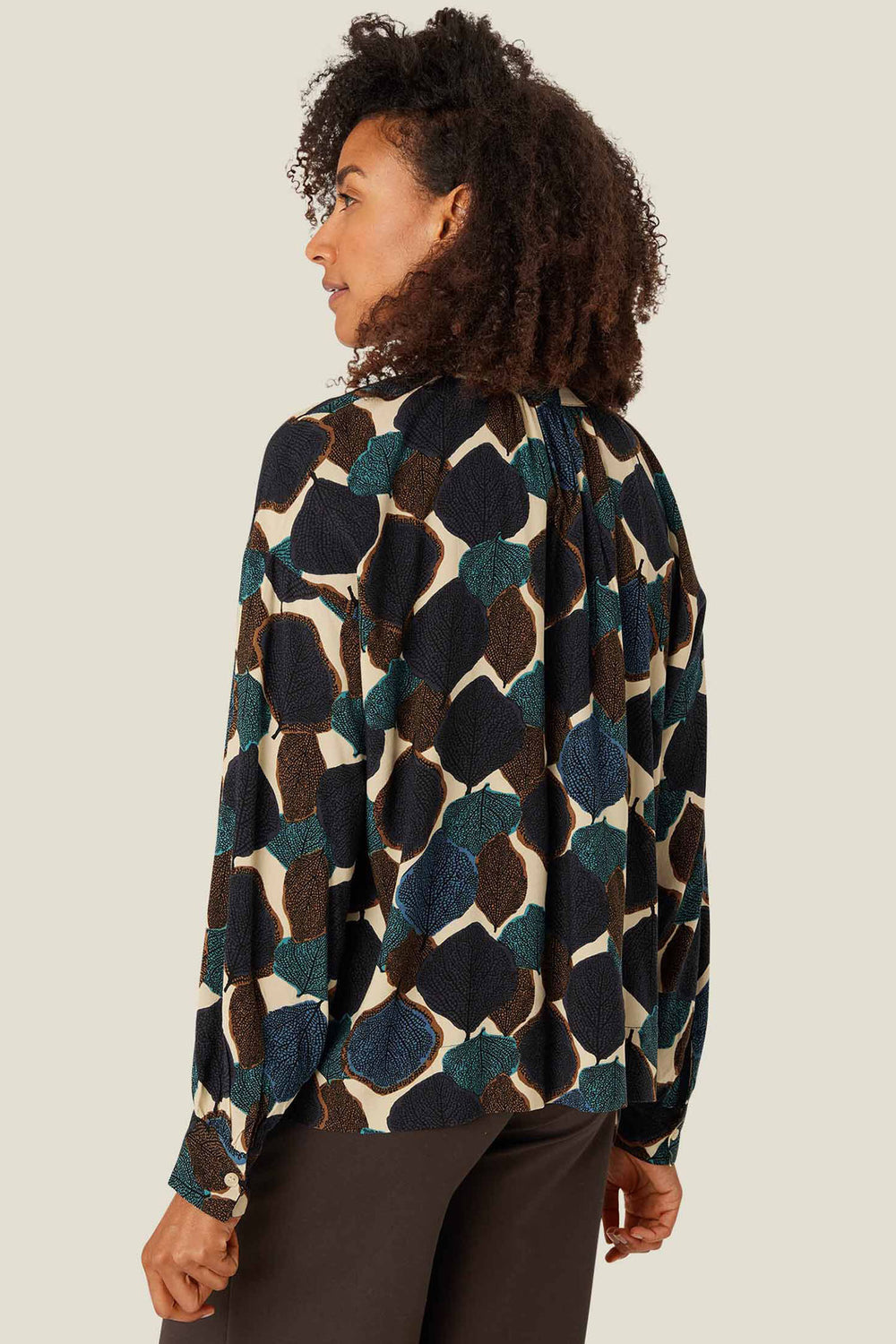 Masai MaDolma Teal Leaf Print Blouse - Experience Boutique