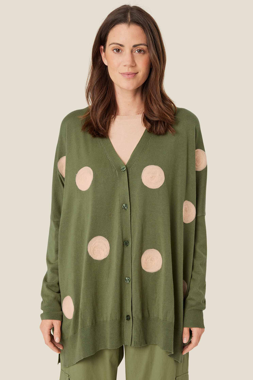 Masai Copenhagen MaLina Loden Green Spot Knitted Cadigan 1009483 - Experience Boutique