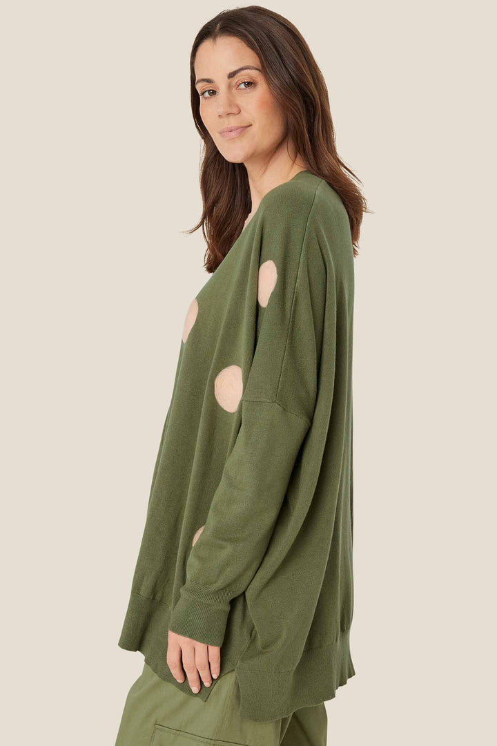 Masai Copenhagen MaLina Loden Green Spot Knitted Cadigan 1009483 - Experience Boutique