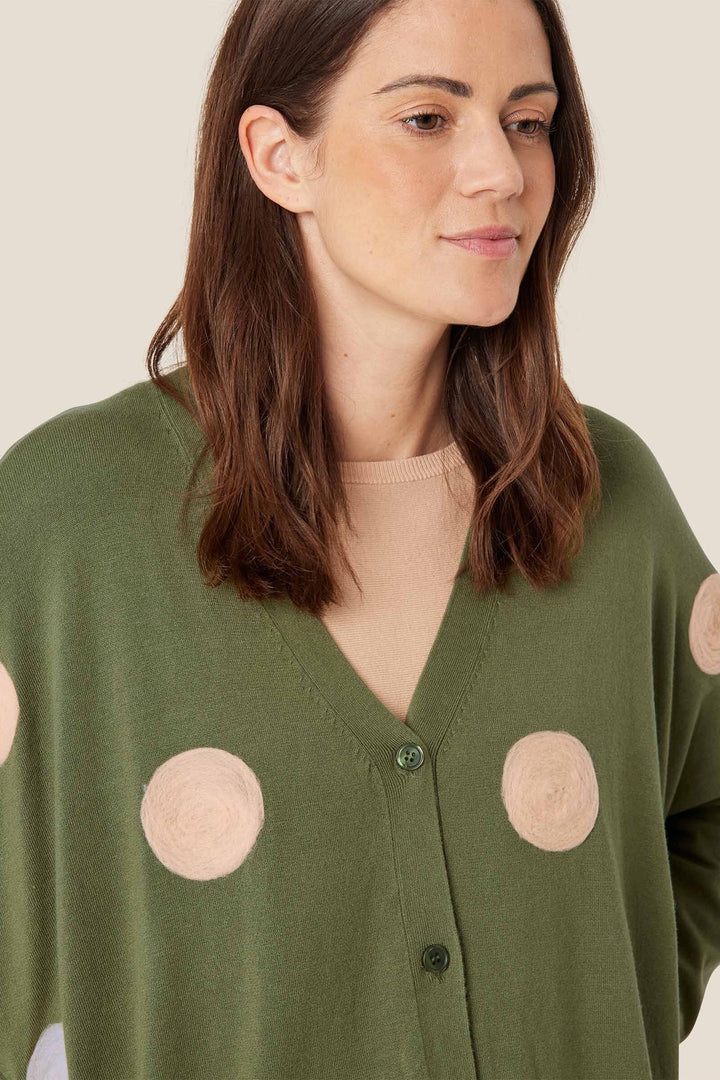 Masai Copenhagen MaLina Loden Green Spot Knitted Cadigan 1009483 - Experience Boutique