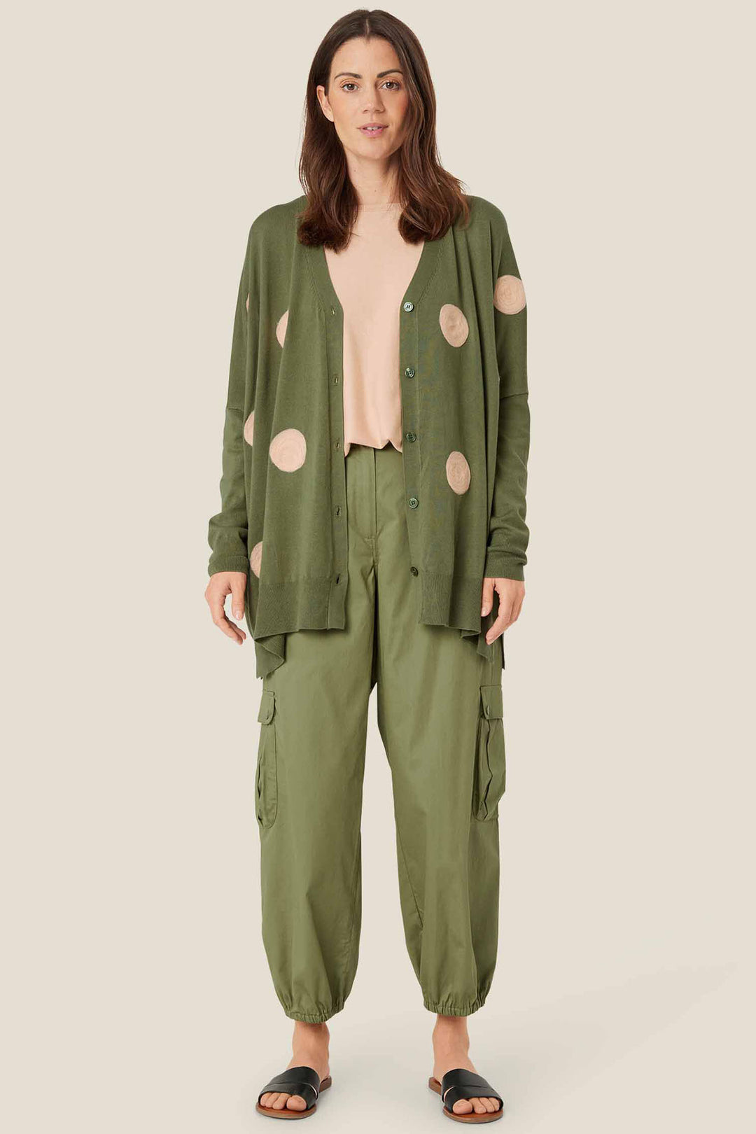 Masai Copenhagen MaLina Loden Green Spot Knitted Cadigan 1009483 - Experience Boutique