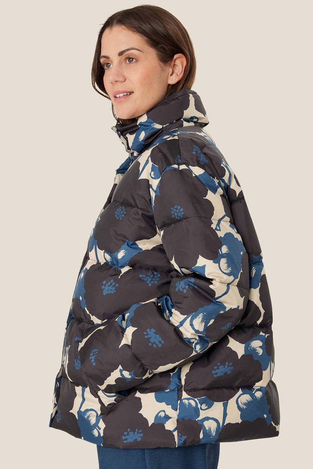 Masai Copenhagen MaTiara Moonlit Ocean Flower Print Down Coat 1009498 - Experience Boutique