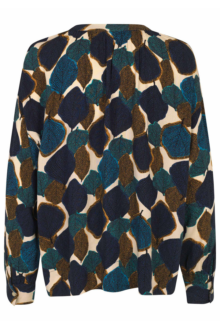 Masai MaDolma Teal Leaf Print Blouse - Experience Boutique