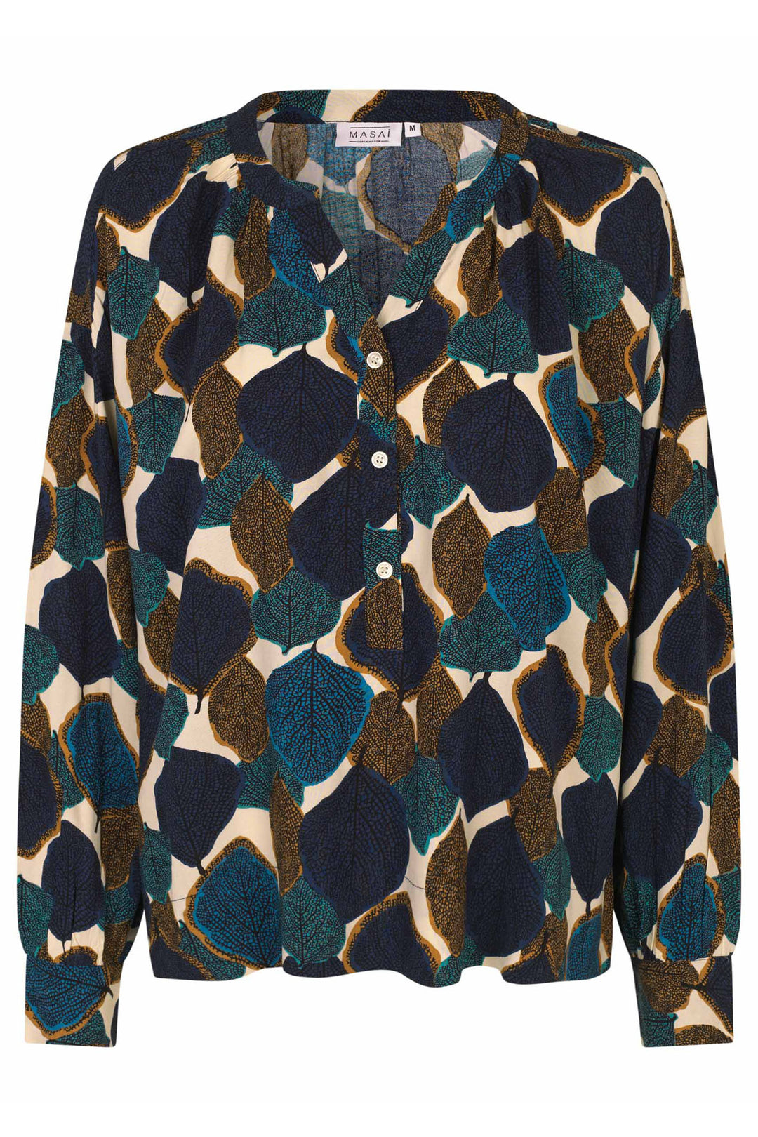 Masai MaDolma Teal Leaf Print Blouse - Experience Boutique