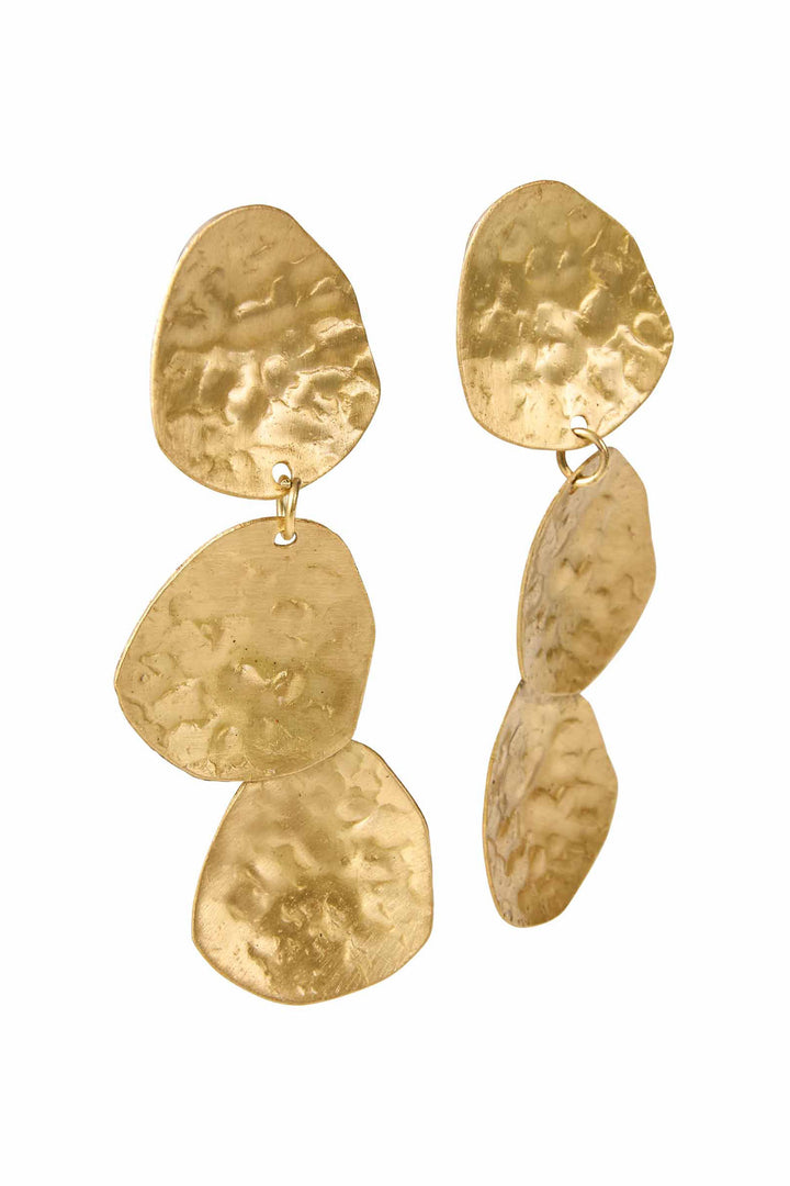 Masai MaReesel Gold Hammered Disc Drop Earrings 1009490 - Experience Boutique