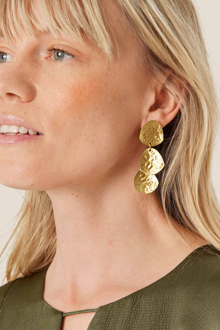 Masai Copenhagen MaReesel Gold Hammered Disc Drop Earrings 1009490