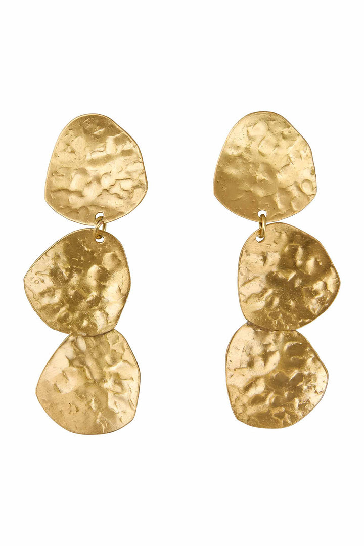 Masai MaReesel Gold Hammered Disc Drop Earrings 1009490 - Experience Boutique