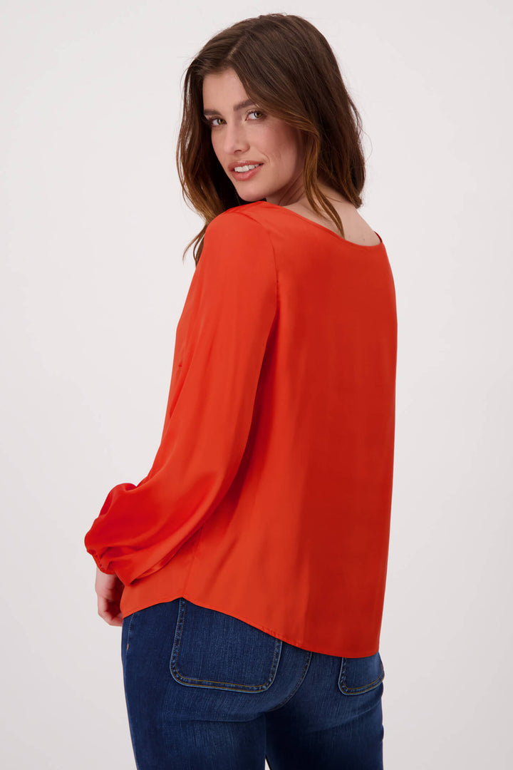 Monari 807030 Lava Orange Satin Blouse - Experience Boutique