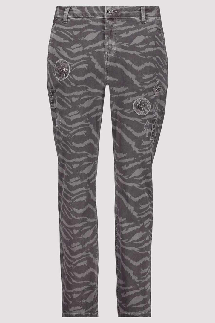 Monari 807144 998 Grey Animal Print Slim Fit Jeans - Experience Boutique