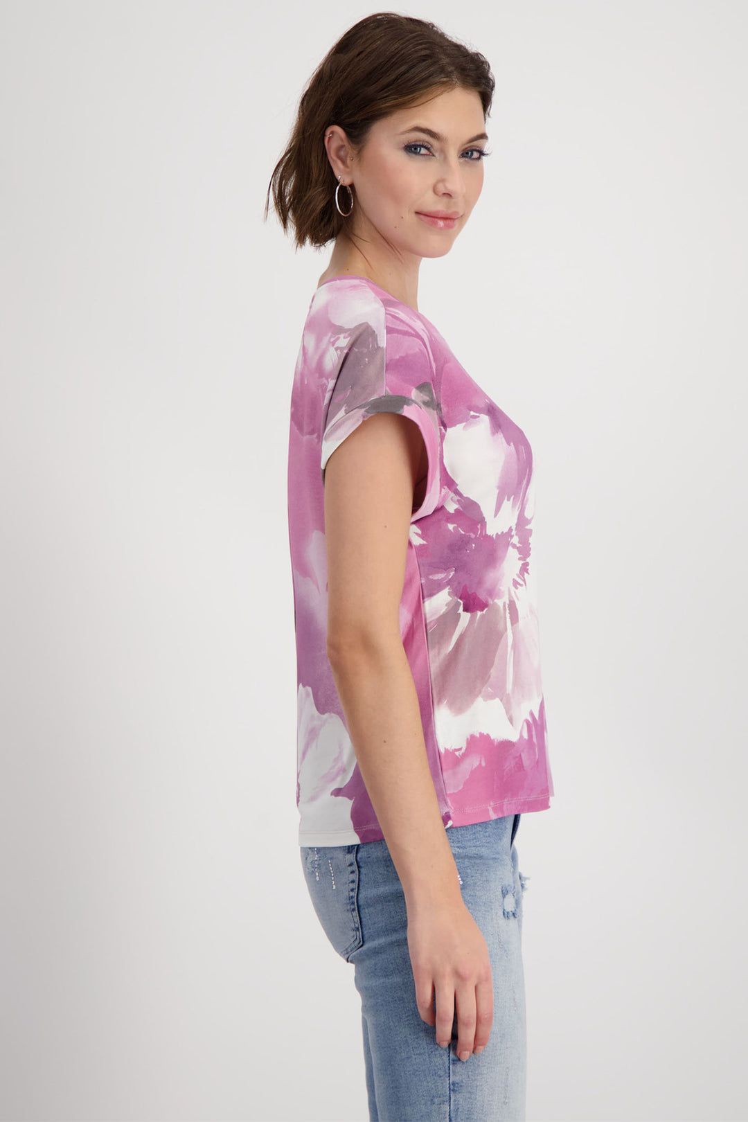 Monari Blossom Pink Pattern Short Sleeve Top 409125 - Experience Boutique