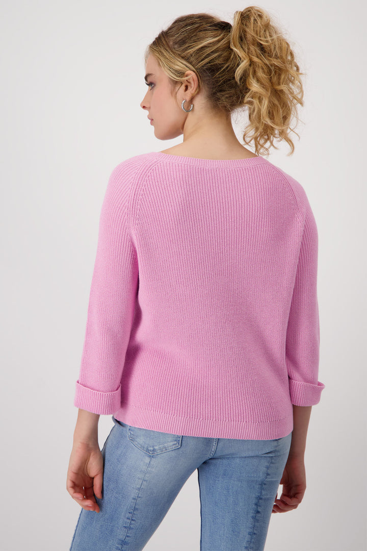 Monari Bubblegum Pink Intricate Stich Jumper 409254 - Experience Boutique