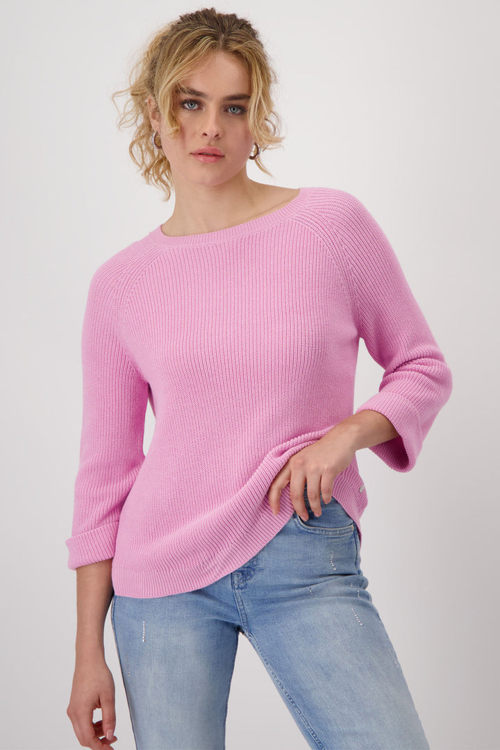 Monari Bubblegum Pink Intricate Stich Jumper 409254 - Experience Boutique