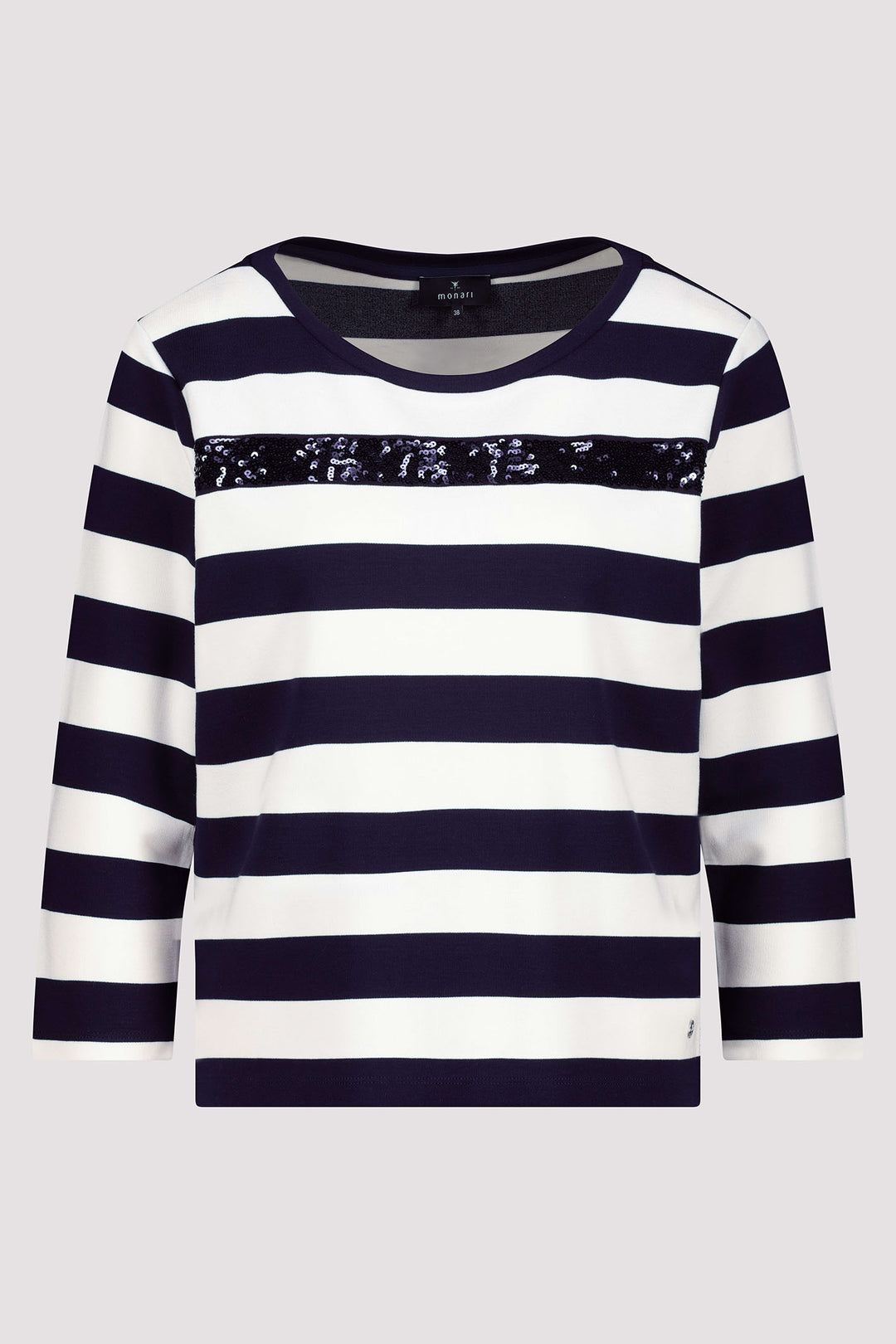 Monari Deep Ocean Navy Striped Sweatshirt Top 409136 - Experience Boutique