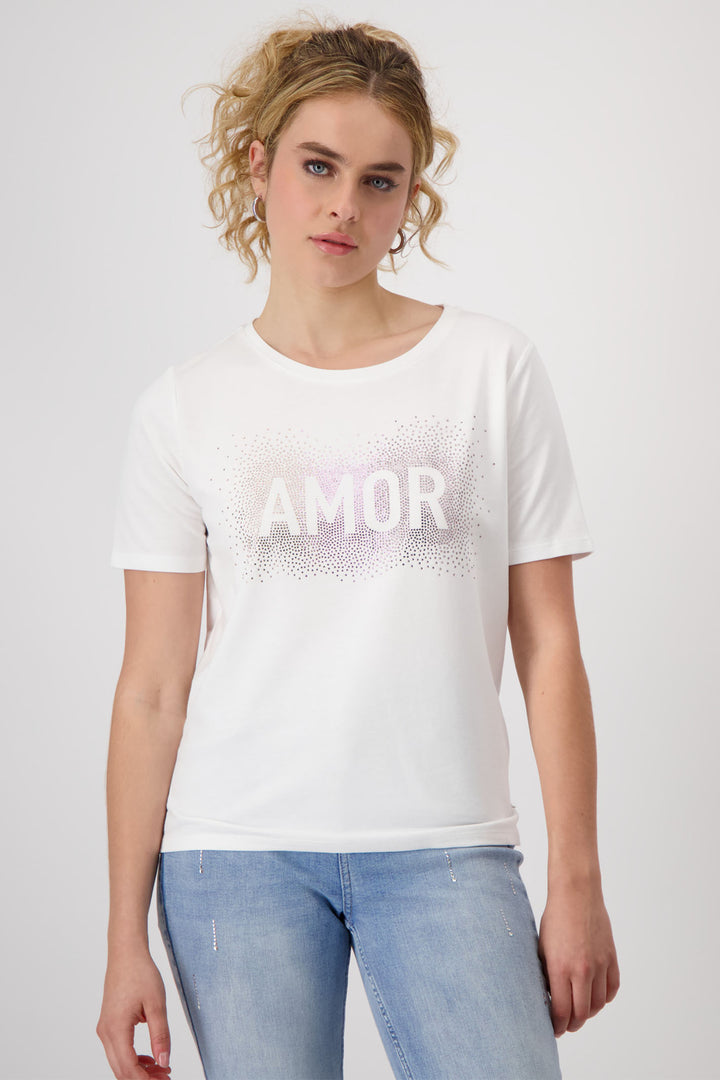 Monari Off White Amor Short Sleeve Top 409116 - Experience Boutique