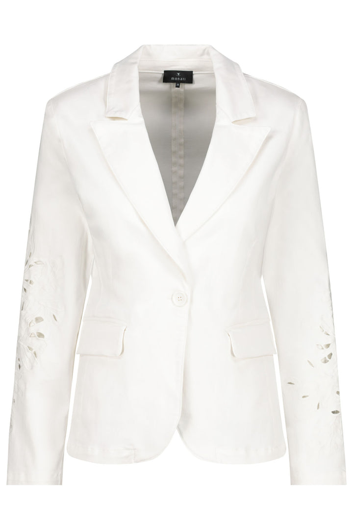 Monari Off White Embroidered Sleeve Lapel Collar Blazer Jacket 409057 - Experience Boutique