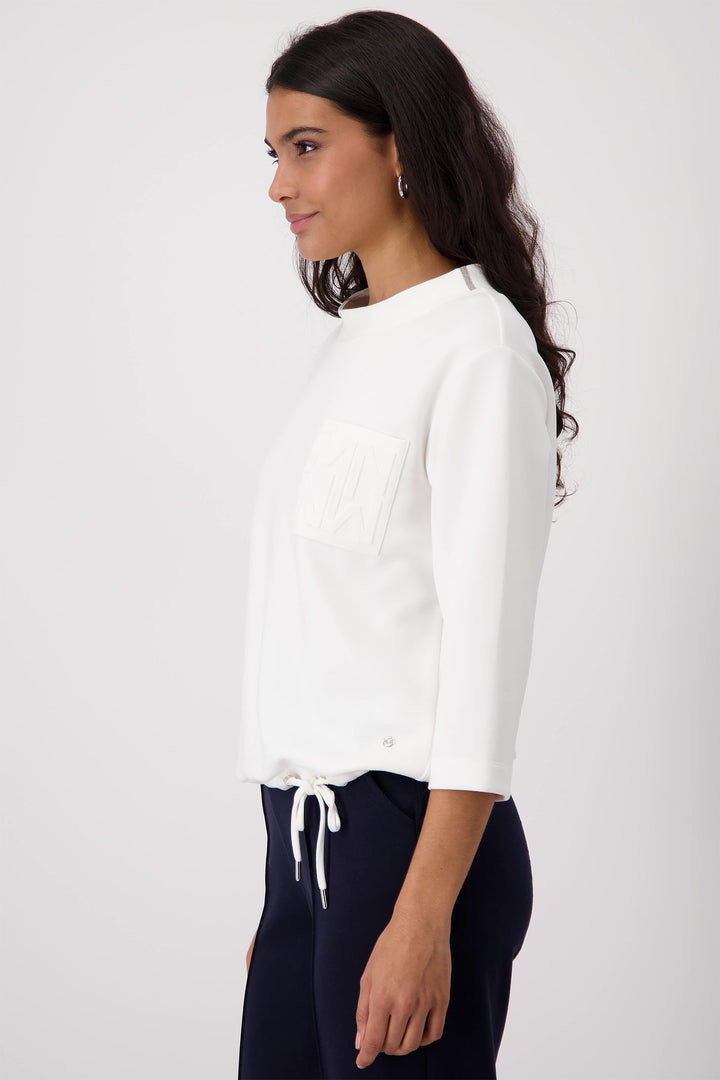 Monari Off White Wide Neck Collared Sweatshirt 409376 - Experience Boutique