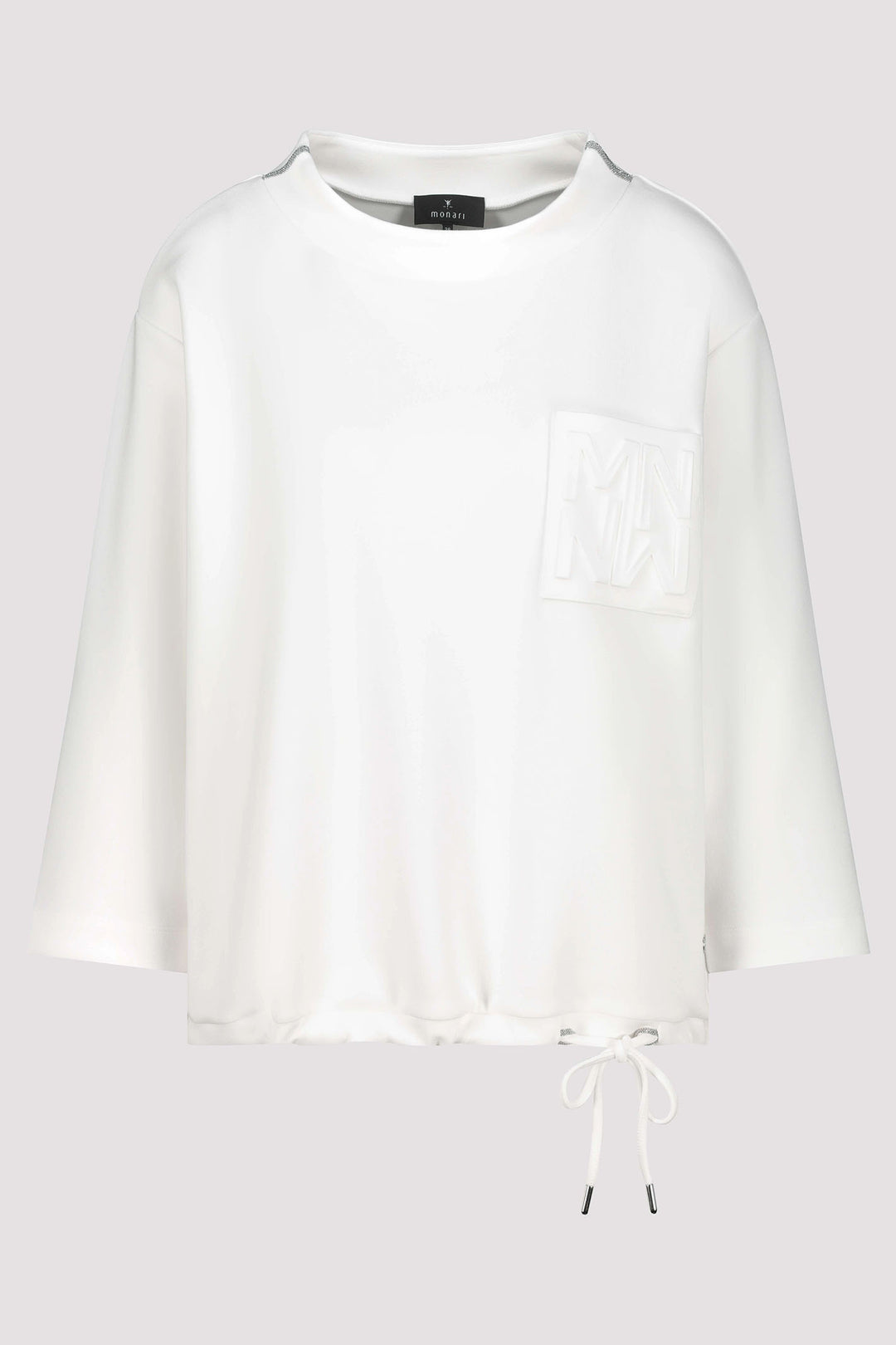 Monari Off White Wide Neck Collared Sweatshirt 409376 - Experience Boutique