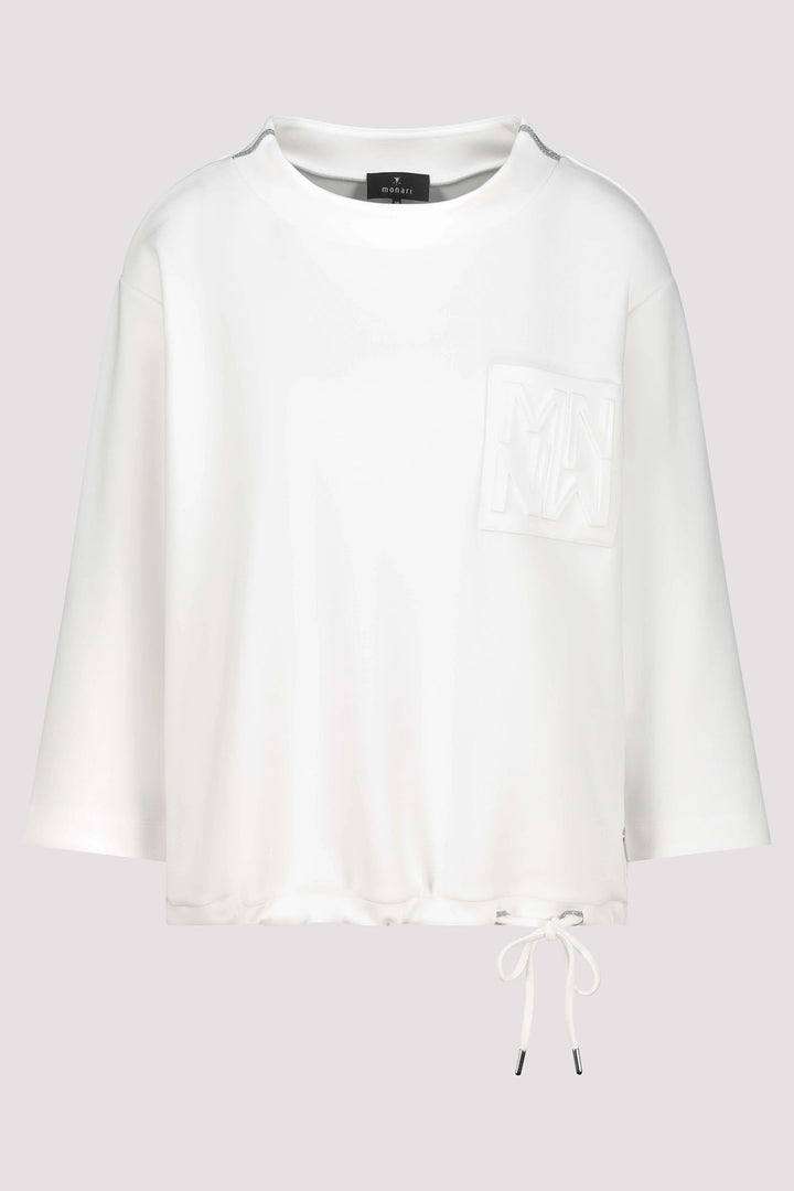 Monari Off White Wide Neck Collared Sweatshirt 409376 - Experience Boutique