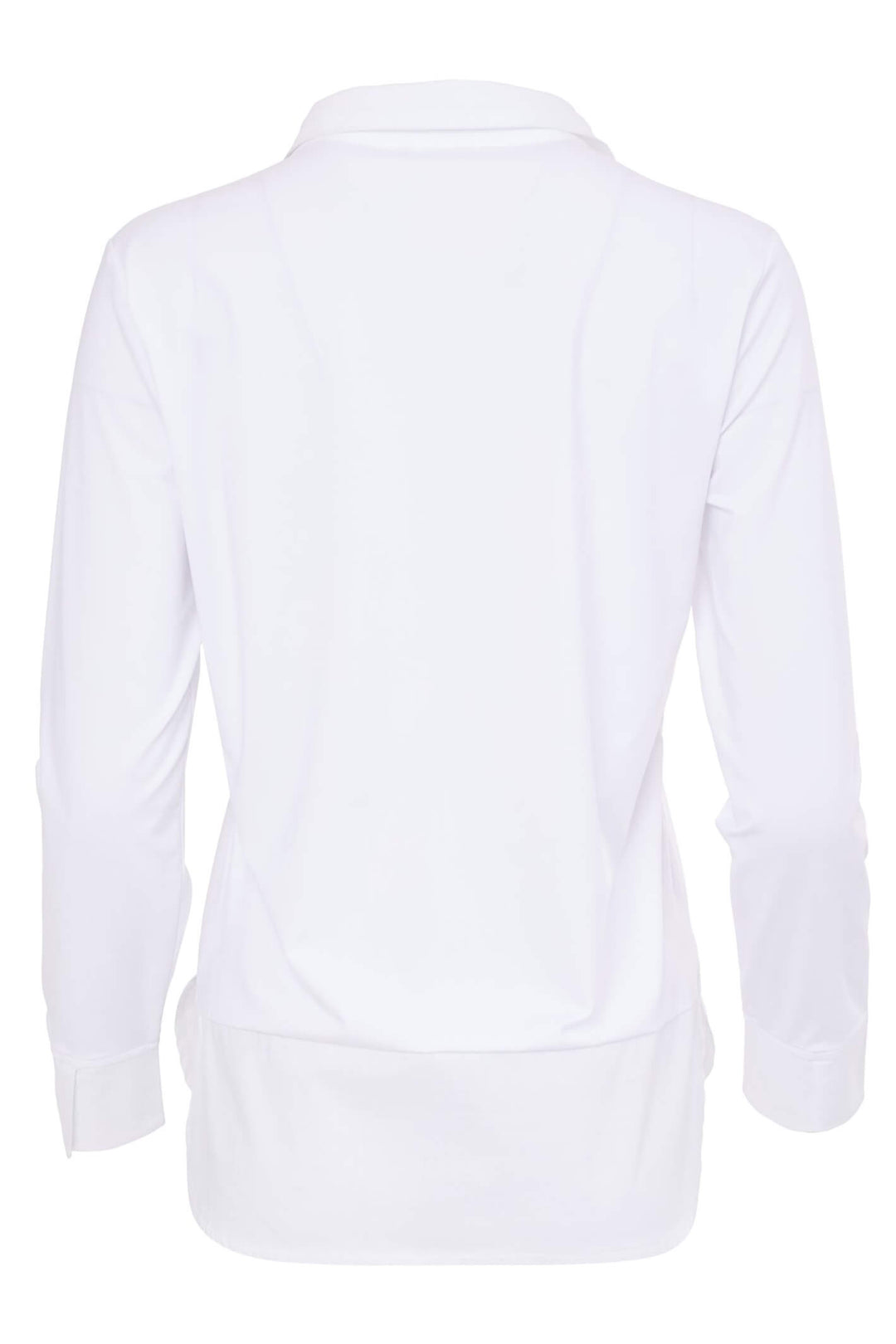 Naya NAW23 124 White Stretch Jersey Split Neck Shirt Style Top - Experience Boutique