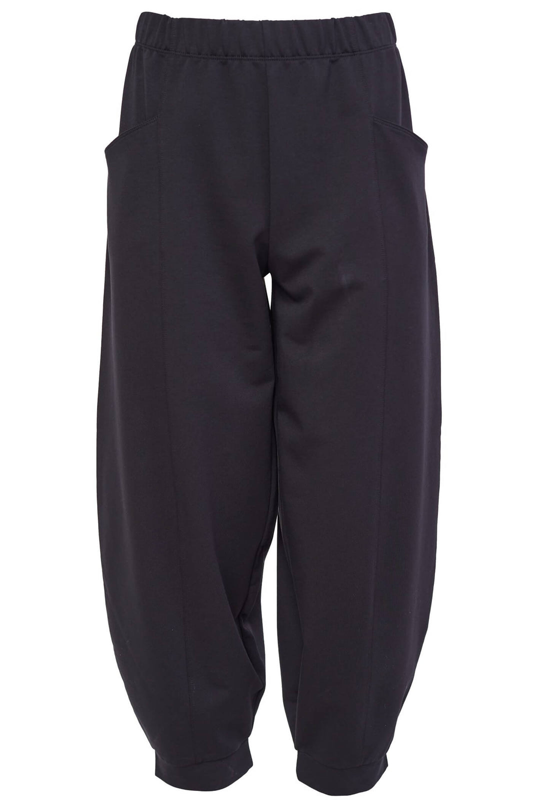 Naya NAW23-137-09 Black Jersey Wide Leg Cuff Trousers - Experience Boutique