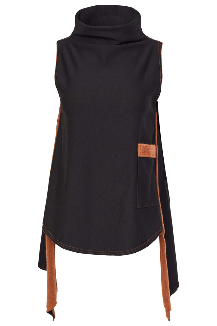 Naya NAW23 212 Black Orange High Neck Sleeveless Tunic Top - Experience Boutique