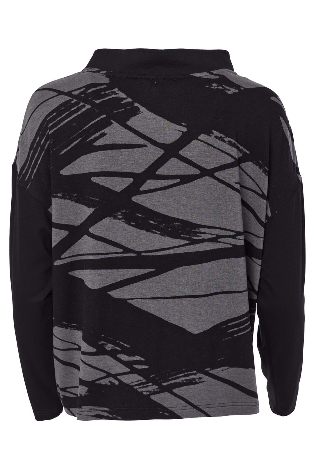 Naya NAW23 241 Black Grey Print High Neck Long Sleeve Top - Experience Boutique