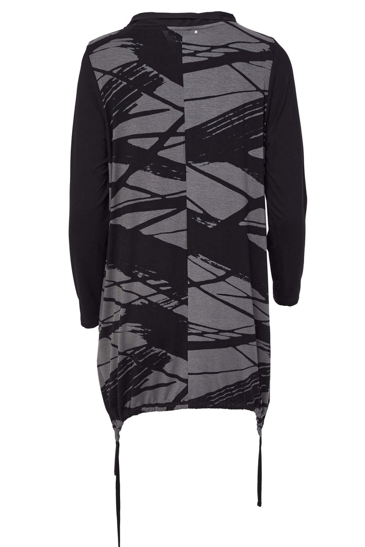 Naya NAW23 244 Black Grey Print Long Sleeve Tunic Top - Experience Boutique